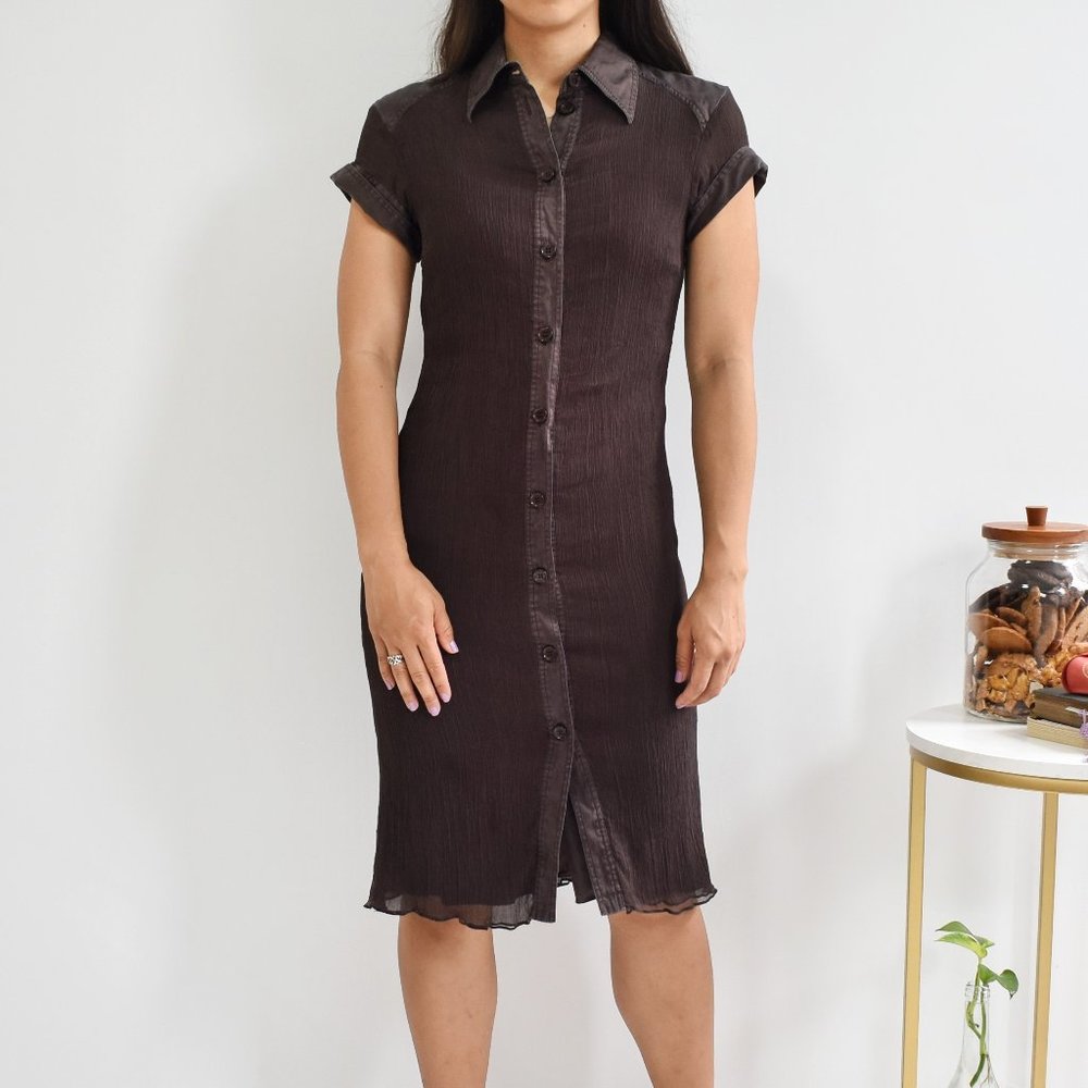 Vintage pure silk double layer shirt dress